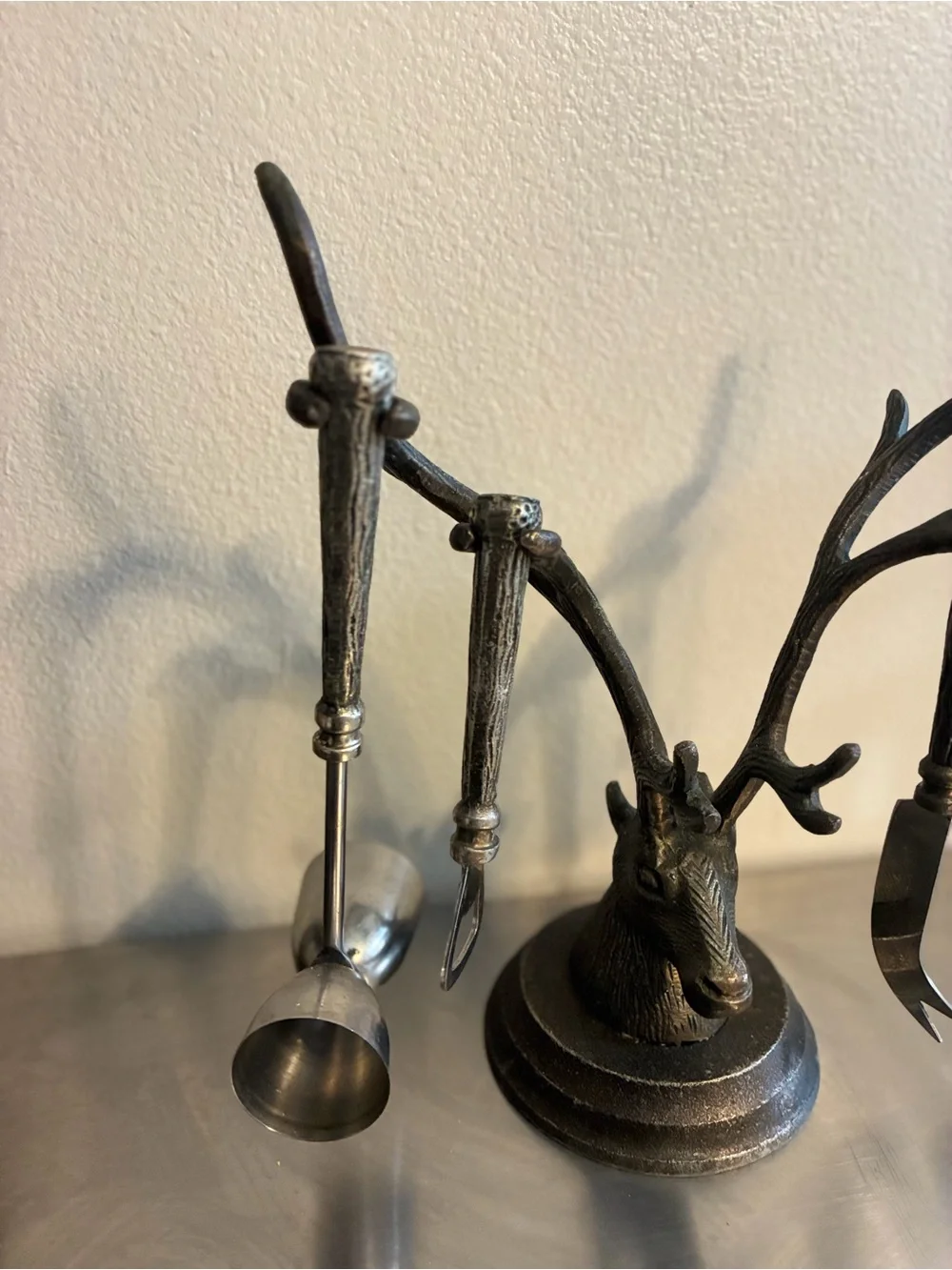 Cost Plus Deer Stag Antler Hook Bar Tool Hanger 5 Piece Bartender Kit Cocktail
